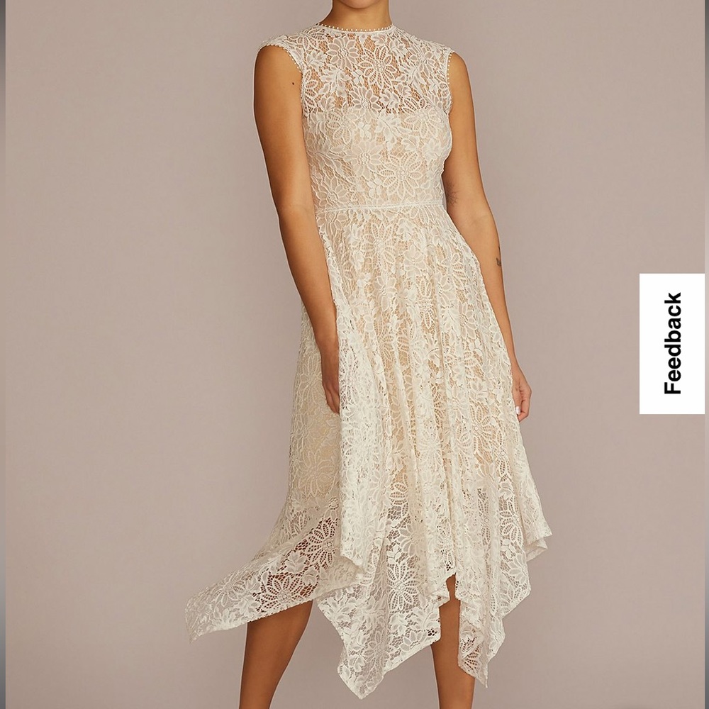 David’s Bridal Ivory asymmetrical dress